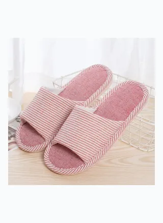 Striped Bedroom Slippers Pink 