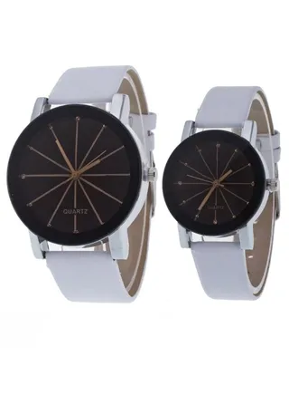 2-Piece Round Dial Analog Watch Set For Couple 274 