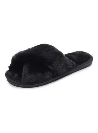 Cross Designed Bedroom Slippers Black 