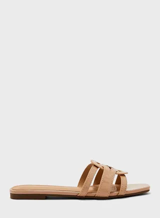 Woven Circle Detail Flat Sandal
