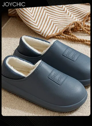 Autumn and Winter All-inclusive Waterproof Cotton Bedroom Slippers Non-slip Wear-resistant Warm Home Indoor Slippers for Men 