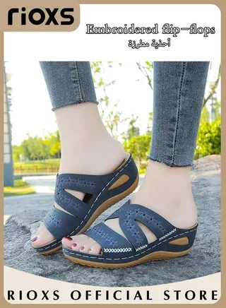 Women's Fashion Wedge Slippers Casual Non-slip Platform Sandals for Indoor or Outdoor Use 