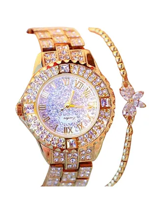 Women's Rhinestone Quartz Analog Wrist Watch With Bracelet NSSB037006235 