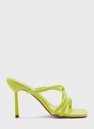 Neon Crossover Straps Square Toe Mule Sandal