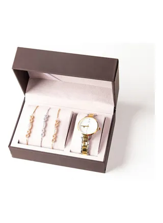 Women's Water Resistant Analog Watch With Bracelet Set 