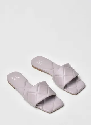Stylish Elegant Textured Slip-On Flat Sandals Lilac 
