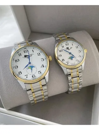 Unique Watches for Couples Set Women, Men Stainless Steel Luxury Business Classic  Analog Quartz Waterproof Wrist Watch Set 