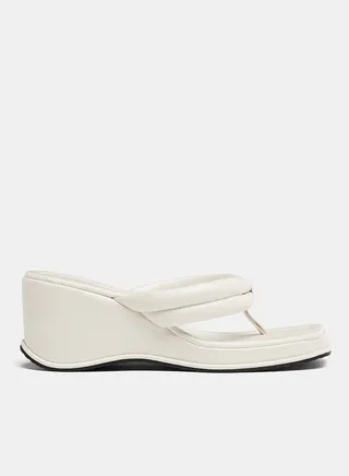 Quilted Wedge Heel Sandals White 