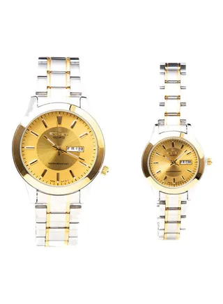 Water Resistant Stainless Steel Analog Couple Watch Set WMW4277DD 