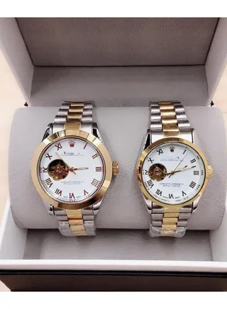 New luxury   Couple Watch Set man, Women Watch High-Quality European Top Luxury Brand Wristwatches Steel Strap Gold Silver Tone 