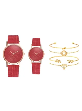 Analog Watch And Bracelet Set 