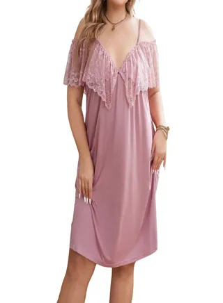 Big size strapless nightgown - cashmere color 