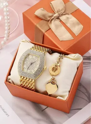 Best Gift For Women 2Pcs Lady's Watch With Bracelet Set 