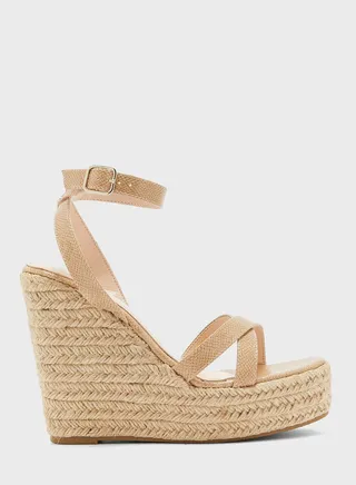 Cross-Over Ankle Strap Wedge Sandal 