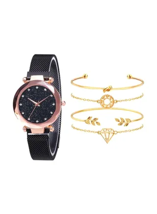 women 5-Piece Analog Watch And Bracelet Set 8347 