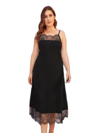 Special size suspender nightgown - black 
