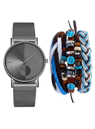 women 4-Piece Stainless Steel Analog Watch And Bracelet Set 8303 