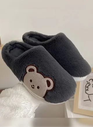 Soft Bottom Bear Design Warm Cotton Bedroom Slippers 