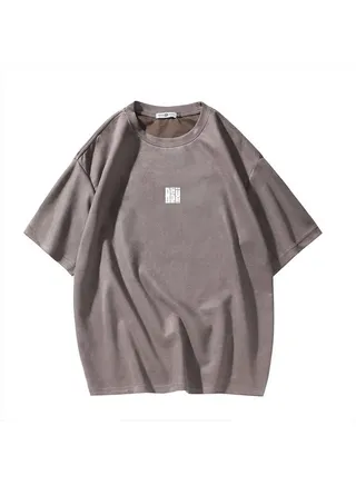 Men T Shirt Streetwear Harajuku Tops Short Sleeve Crewneck T-Shirt, T3408GREY, Medium 