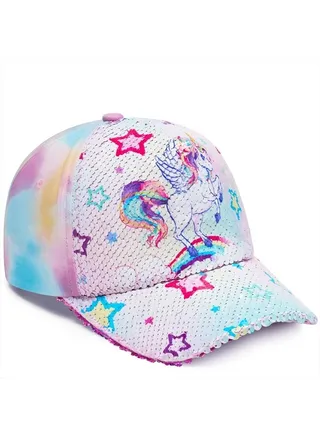 Kids Baseball Hat Girls Unicorn Cap Girls Baseball Cap Pink Cap for Girls Adjustable Trucker Cap for Kids Cute Aqua Cap for Toddlers 