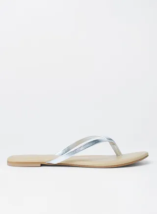 Metallic Flat Sandals Silver 