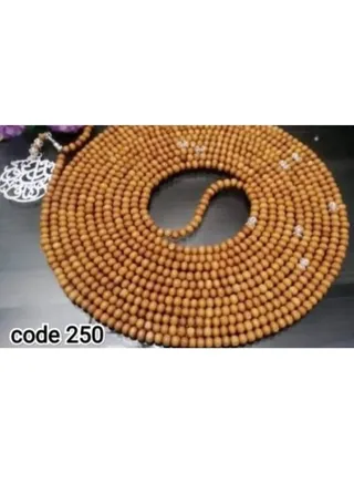 Rosary of 1000 beads of natural beech wood, in beige colors, with a necklace and a separator of silver nickel 
