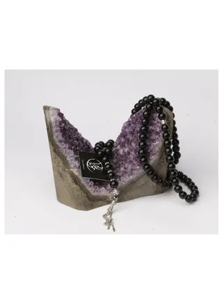 brayer beads Rosary Plain Black Agate (Onyx) 100 beads 