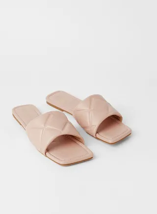 Turin Quilting Effect Flat Sandals Pink 