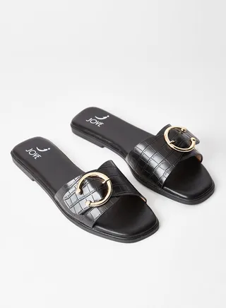 Stylish Party Wear Flat Sandals Black 