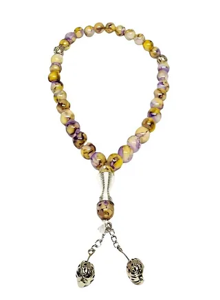 Rosary, a mixture of yellow colors, 33 beads of distinctive stones 