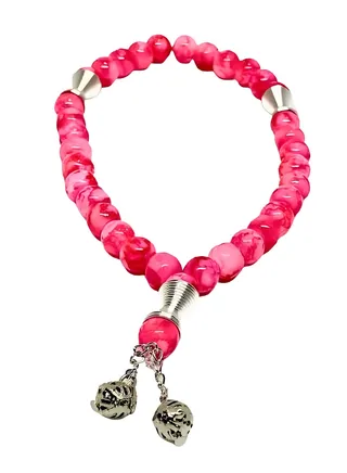 An elegant fuchsia rosary 33 beads of rare precious stones 