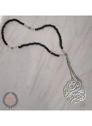 EvancyStore Handmade Crystal Rosary black and white 