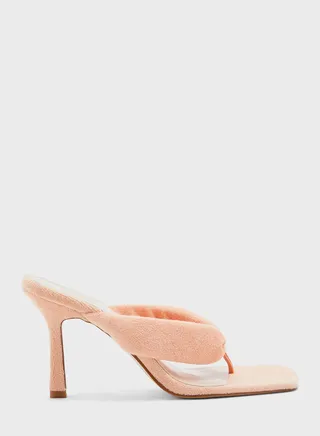 Towelling Toepost Stiletto Mule