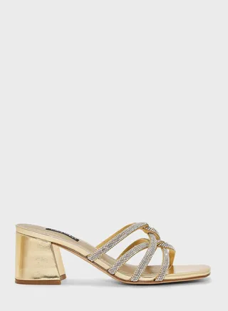 Embellished Low Heel Platform Sandals