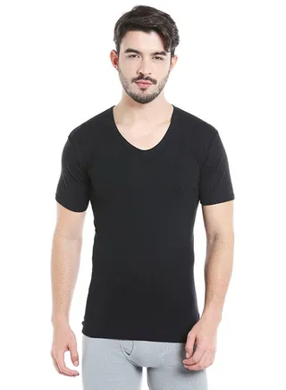Short Sleeves Undershirt Black 