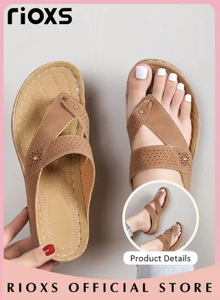 Women's Fashion Wedge Flip Flops Casual Summer Slippers with Arch Support Staps Non-slip Platform Sandals for Indoor or Outdoor Use 