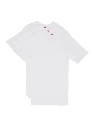3-Piece Cotton Round Neck Undershirt White 