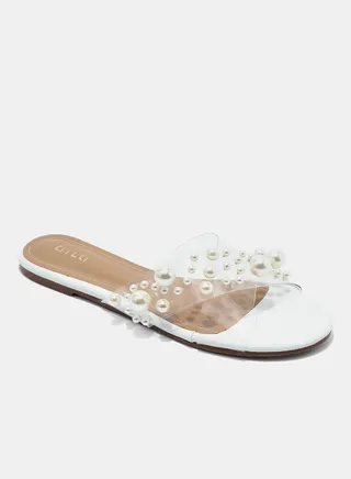 Casual Flat Sandals Clear/White 