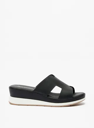 Womens Solid Slip On Wedge Heel Sandals 