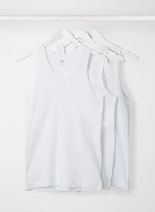 3 Pack Basic Plain Undershirts White 