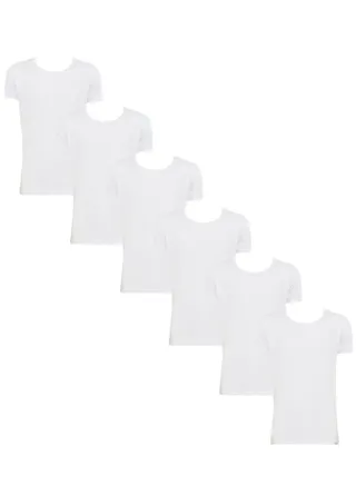 6 - Pieces RAYAN Round Neck Undershirt Cotton White 