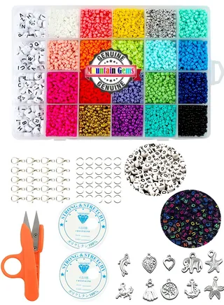 Craft Beads Assorted Kit with Organizer Box for DIY Bracelets, Jewelry Making 