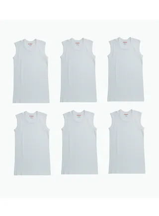 John Gladstone Mens Muscle Inner T-Shirt RN White pack of 6 
