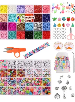 Mega set , Small Craft Beads Assorted Kit with Organizer Box for DIY Bracelets, Jewelry Making 