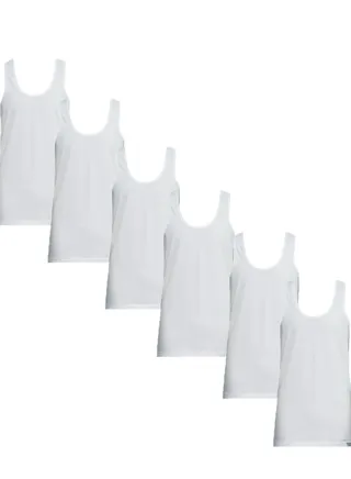6 - Pieces Rayan Vest Undershirt Cotton White 