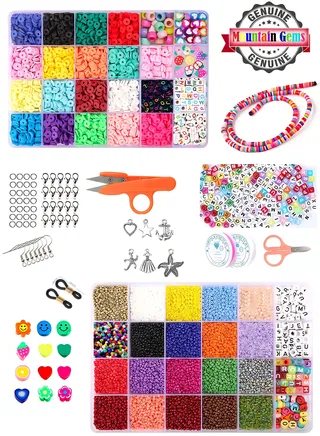 Mega set , Small Craft Beads Assorted Kit with Organizer Box for DIY Bracelets, Jewelry Making 