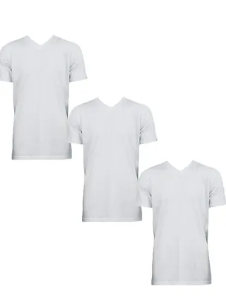 3 - Pieces RAYAN V Crew Neck Undershirt white 