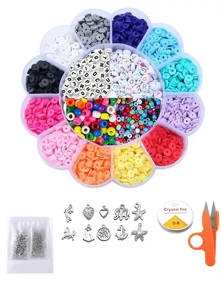 6mm Flat Beads Kit for Bracelets Necklace Jewelry Making DIY Craft Kit 