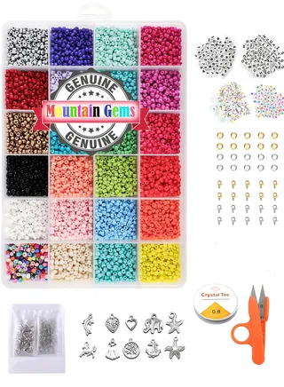 Craft Beads Assorted Kit with Organizer Box for DIY Bracelets Jewelry Making 