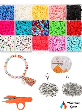 15 Colors 6mm Flat Beads Kit for Bracelets Necklace Jewelry Making DIY Craft Kit 